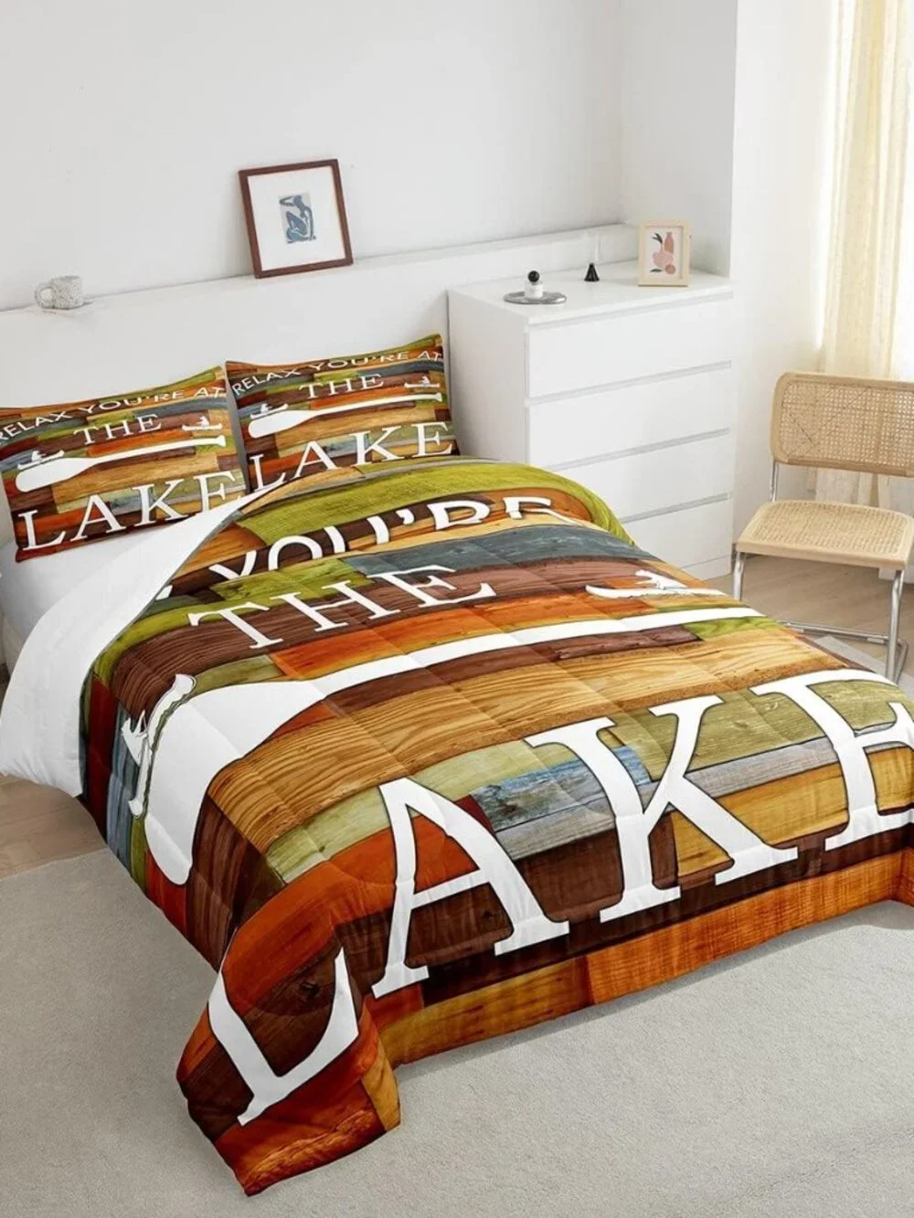 Lake House Comforter Set Queen Size Rustic Farmhouse Bedding Set for Kids Boys G